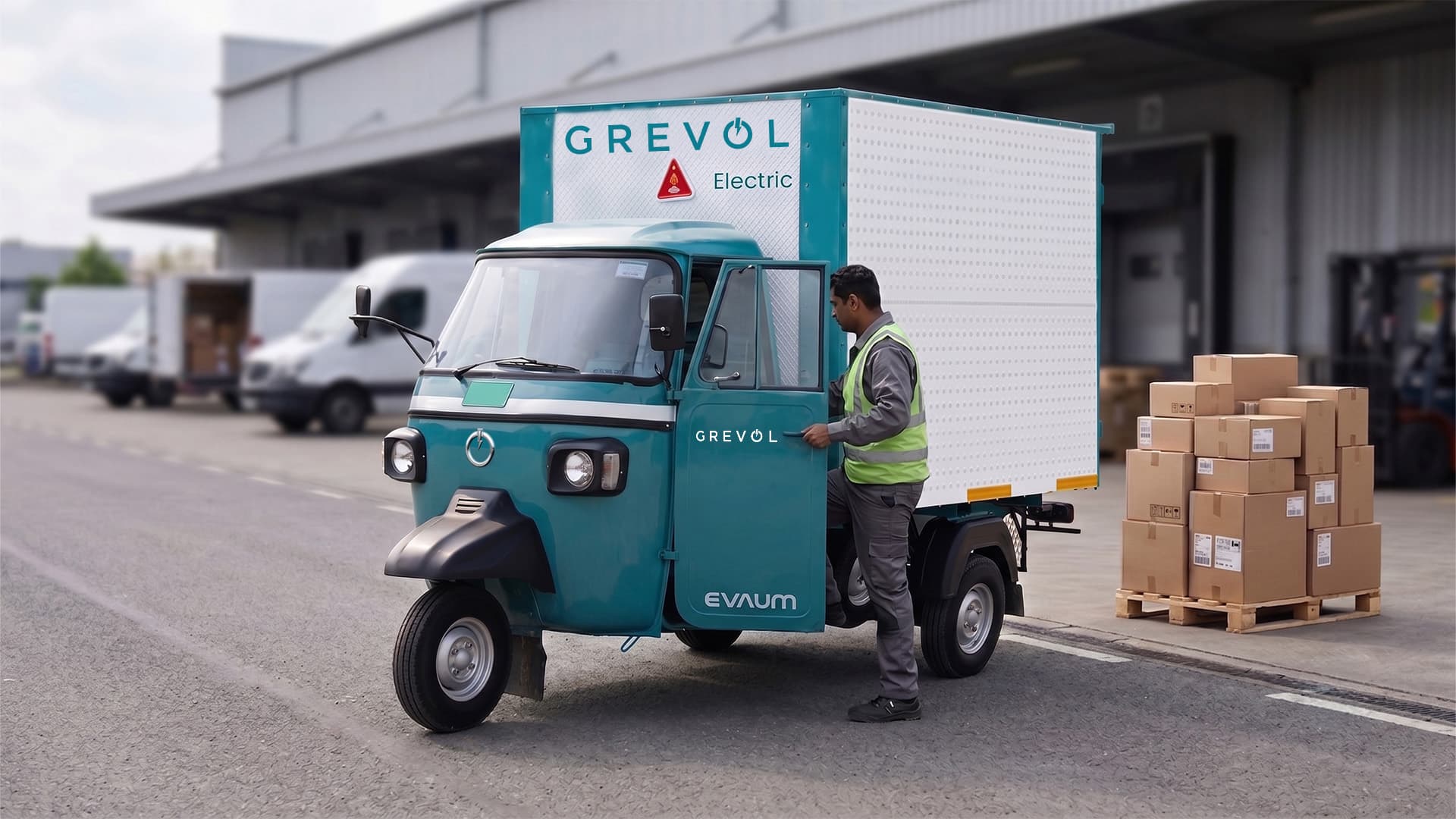 GREVOL EVAUM cargo electric three-wheeler with driver
